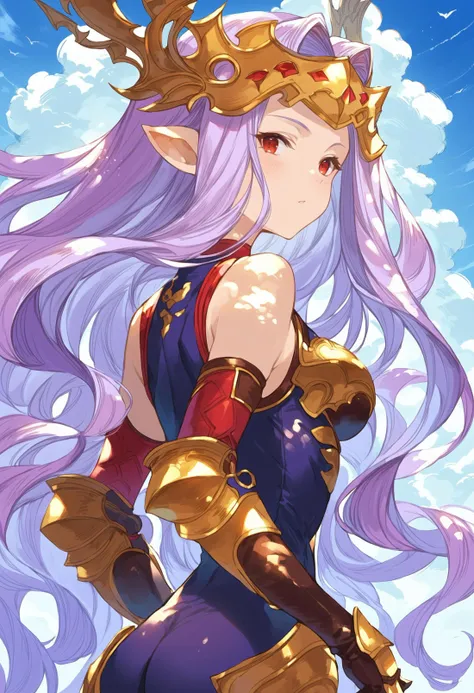 gbfpxnl, 1girl, medusa \(granblue fantasy\), armor, ass, bare shoulders, bodysuit, breasts, elbow gloves, upper body, gauntlets, headpiece, light purple hair, long hair, pointy ears, red eyes, solo, very long hair, wavy hair outdoors, scenery, close-up, clouds, dappled sunlight,
score_9, score_8_up, score_7_up, score_6_up, source anime, masterpiece, best quality, very aesthetic, absurdres
<lora:granblue_fantasy_v2:1>