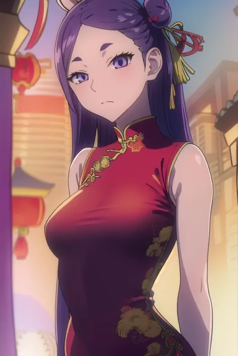 <lyco:ShanpuuRanmaV3:0.7>, shanpuuranma, large_breasts, standing, solo, China_Dress_Golden_SMPOVA, butterfly print,, masterpiece, best quality, detailed face, detailed eyes, highres,