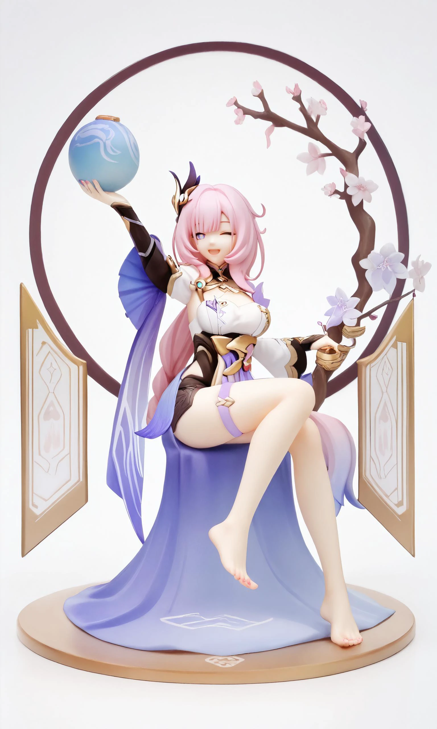 score_9,score_8_up,score_7_up,score_6_up,score_5_up,score_4_up,source_anime,
<lora:elysia_pony:1>,ï¼hair_flower,thigh_strap,full_body,smile,long_sleeves,open_mouth,feet,sitting,holding_gourd,bell,toes,elysia_\(peachy_spring\)_\(honkai_impact\),single_braid,soles,white_flower,alternate_costume,highres,large_breasts,arm_up,1girl,pink_pupils,bare_legs,absurdres,solo,wide_sleeves,one_eye_closed,cleavage,thighs,pink_dress,pink_nails,pink_flower,bridal_gauntlets,elysia_\(herrscher_of_human:ego\)_\(honkai_impact\),elysia_\(honkai_impact\),barefoot,