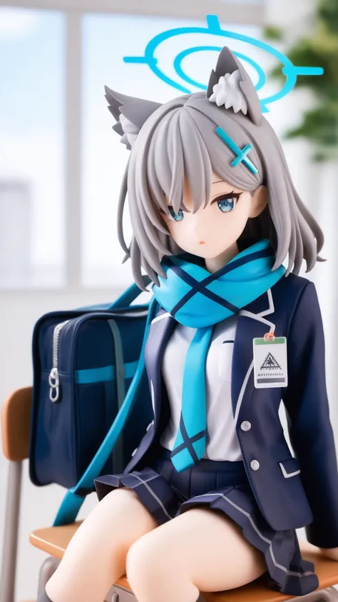 (score_9,score_8_up,score_7_up),source_anime,
<lora:blue_archive_all_v2:0.8>,arm_support, window, on_desk, kneehighs, wolf_ears, school_bag, sidelocks, solo, wolf_girl, black_jacket, animal_ear_fluff, open_jacket, pleated_skirt, blazer, sig_556, sitting, highres, shiroko_\(blue_archive\), looking_at_viewer, school_uniform, id_card, parted_lips, blue_scarf, indoors, school_desk, collared_shirt, commentary_request, black_skirt, classroom, long_sleeves, assault_rifle, white_shirt, 1girl, blue_necktie