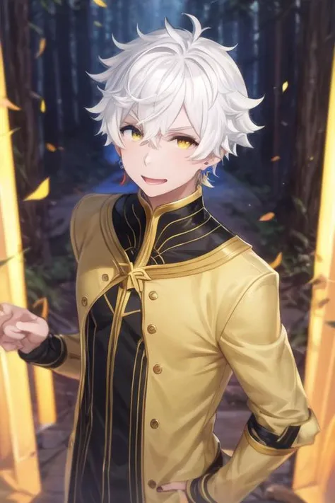 masterpiece, best quality, , 1boy, solo, male focus, looking at viewer, , , <lora:regulus_corneas:0.72>, regulus_corneas, white hair, yellow eyes, jewelry,