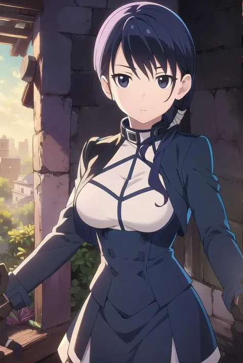 grimgarmerry, <lora:merry-lora-nochekaiser:1>,
merry, short hair, blue hair, (black eyes:1.5), ponytail, low ponytail, side locks,
BREAK gloves, pantyhose, uniform, long sleeves, white uniform, blue uniform,
BREAK looking at viewer,
BREAK outdoors,
BREAK <lyco:GoodHands-beta2:1>, (masterpiece:1.2), best quality, high resolution, unity 8k wallpaper, (illustration:0.8), (beautiful detailed eyes:1.6), extremely detailed face, perfect lighting, extremely detailed CG, (perfect hands, perfect anatomy),
