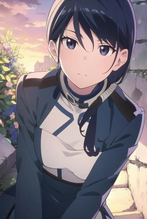 grimgarmerry, <lora:merry-lora-nochekaiser:1>,
merry, short hair, blue hair, (black eyes:1.5), ponytail, low ponytail, side locks,
BREAK gloves, pantyhose, uniform, long sleeves, white uniform, blue uniform,
BREAK looking at viewer,
BREAK outdoors,
BREAK <lyco:GoodHands-beta2:1>, (masterpiece:1.2), best quality, high resolution, unity 8k wallpaper, (illustration:0.8), (beautiful detailed eyes:1.6), extremely detailed face, perfect lighting, extremely detailed CG, (perfect hands, perfect anatomy),