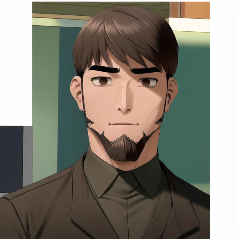 Hyun:1.4, 1man, face focus, close up, solo, adult:1.4, tall, muscular, very short beard, black suit, closed mouth, looking at viewer, Kingdom Style <lora:Hyun_Locon:0.5> <lora:KingdomStyle_v3.2:0.7>
