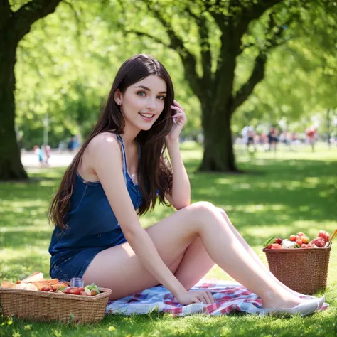 <lora:mixedEurasianLora_v10:0.7> realistic, photo, UHD, 8k, High quality, college girl, 21_years_old, having a picnic in the park