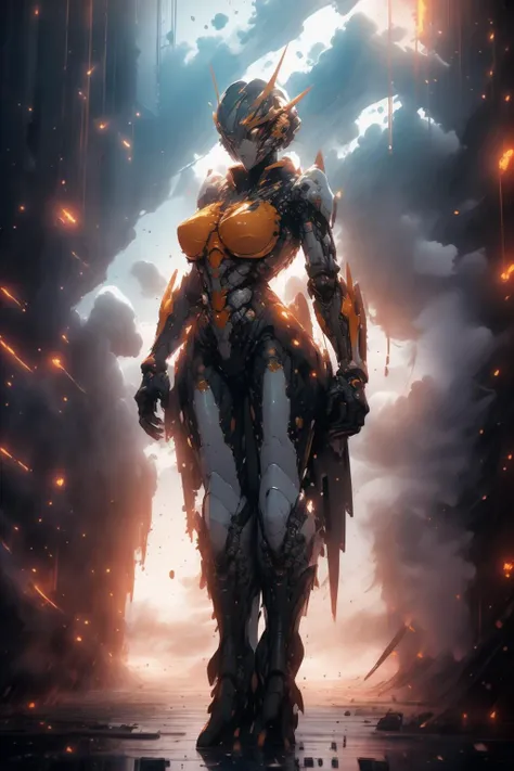 (Eliminated Professional 3D rendering:1.3) of (Technical illustration:1.3) large breasts, woman, <lora:Mecha warrior Mecha_20230621092507:0.85> Mecha warrior, Mecha, glow, glowing, clouds, colorful,CGSociety,ArtStation,(Kodak Ektar:1.3)