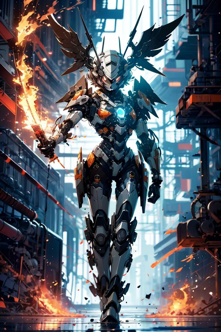 glowing eyes, glow, flames,
<lora:Mecha warrior Mecha_20230621092507:0.5> Mecha warrior, Mecha, shiny, shiny hair, shiny skin, shiny clothes