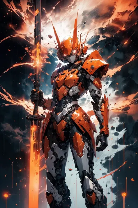 glowing eyes, glow, flames, <lora:Mecha warrior Mecha_20230621092507:0.5> Mecha warrior, Mecha,(Hypersaturated:1.3), shiny, shiny hair, shiny skin, shiny clothes