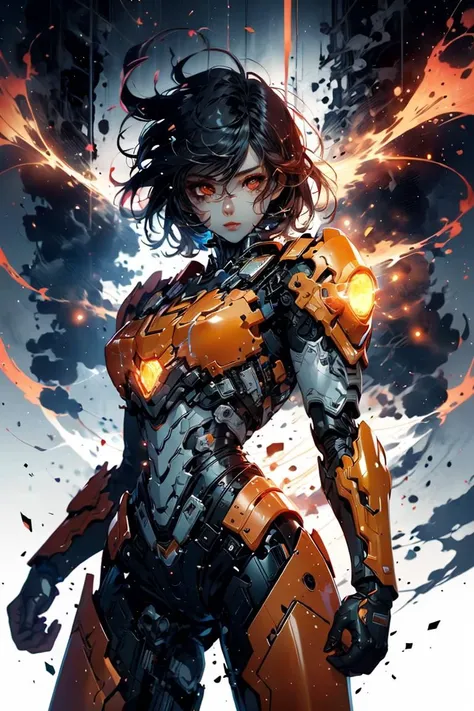 glowing eyes, glow, flames,
<lora:Mecha warrior Mecha_20230621092507:0.5> Mecha warrior, Mecha, shiny, shiny hair, shiny skin, shiny clothes