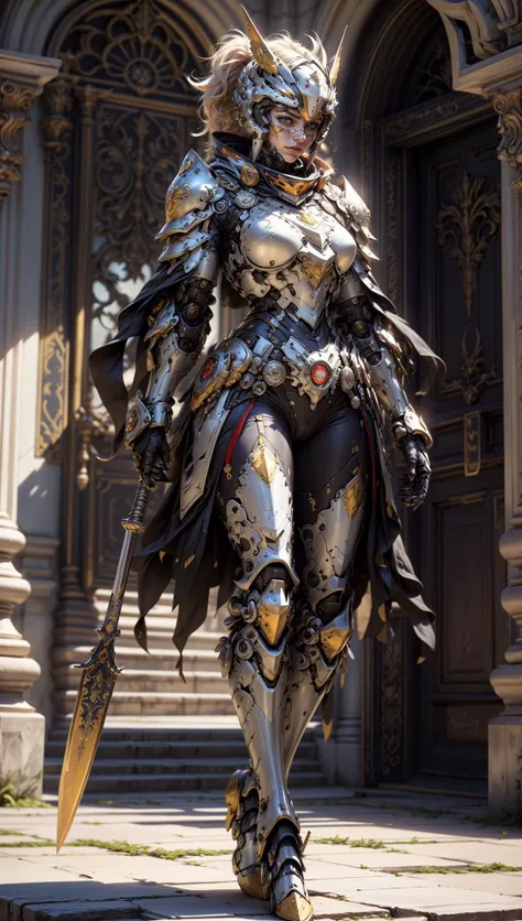 ((Best quality)), ((masterpiece)), (highly detailed:1.3),3D, elite Mecha paladin,royal house guard,beautiful female wearing intricate ceremonial armor, golden cape, military mecha parade in background at grand imperial palace,<lora:NijiExpressV2:0.4> <lora:Mecha warrior Mecha_20230621092507:0.45> <lora:knight_v4.1SD:0.4> <lora:add_detail:1>