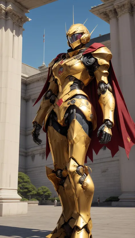 ((Best quality)), ((masterpiece)), (highly detailed:1.3),3D, elite Mecha paladin,royal house guard,beautiful female wearing intricate ceremonial armor, golden cape, military mecha parade in background at grand imperial palace,<lora:NijiExpressV2:0.4> <lora:Mecha warrior Mecha_20230621092507:0.45> <lora:knight_v4.1SD:0.4> <lora:add_detail:1>