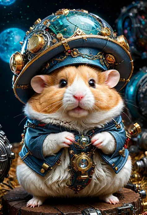 chubby Dzungarian hamster in an adventurer's hat collects, Take a journey into the quantum realm, where traditional computers pale in comparison to the capabilities of a quantum computer. Describe the mind-bending algorithms and calculations that take place within its quantum bits, or qubits., Miki Asai Macro photography, close-up, hyper detailed, trending on artstation, sharp focus, studio photo, intricate details, highly detailed, by greg rutkowski<lora:xl_more_art-full_v1:0.3>