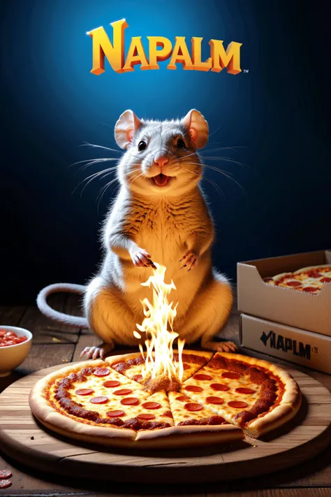 (Under stylish text, "Napalm" in a title font:1.4),magazine cover,1967,glamour shot,classic hollywood,Pixel Art pixelated pixel pixel,extremely content happy smile,a rat sitting on a pizza,alone alone,explosions,, <lora:xl_more_art-full_v1:0.3>,<lora:add-detail-xl:0.3>, (masterpiece, stunning, high details:1.2), detailed and intricate, intricate details, high intricate details,absurd amount of details,absurdres,high resolution, VFX,Volumetric Lighting,Volumetric Light,Volumetric,Natural Lighting