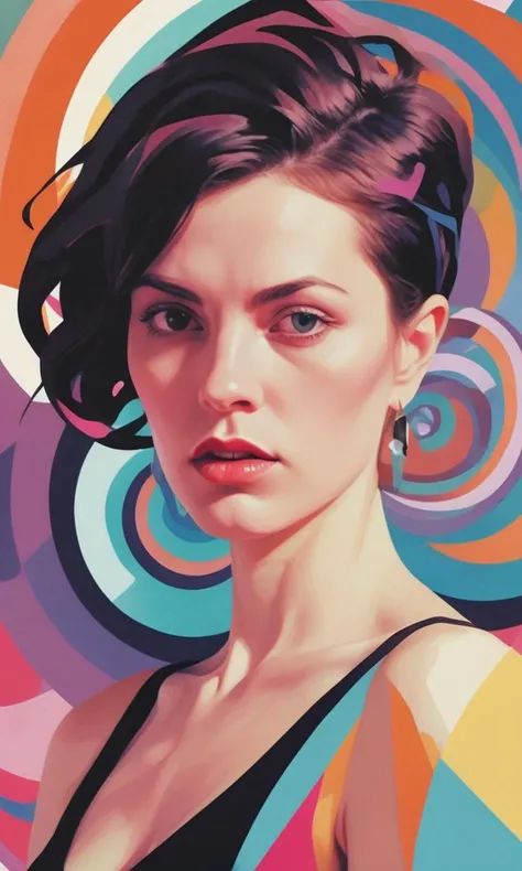 transcendent swirling ElectroPop 08 lesbian strong Kept woman, close-up illustration multiple sources, (Y2k Aesthetic hesitant Crystal Cubism Nuclear:0.5)