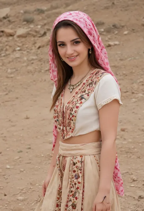smiling sexy 20yo girl from Iraq in traditional clothing
outdoors