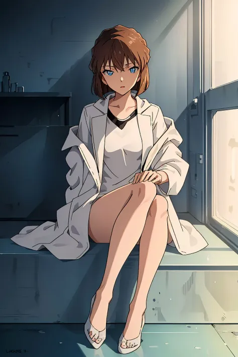 <lora:Miyano Shiho:0.9>, 1girl, brown hair,short hair,blue eyes,full  body,laboratory,sitting,, (masterpiece, best quality, high quality, highres, ultra-detailed)