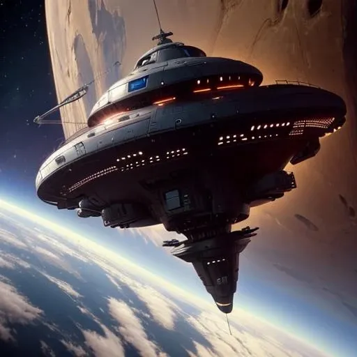 28 years old Italian girl, ((full body)), ((nude)), ((heavily armored space commander)), beautiful chest, standing with her legs spread apart, in her huge space ship at deep space far from the galaxy, no planet and no moon around there, milky way outside of the ship, zoom in from below