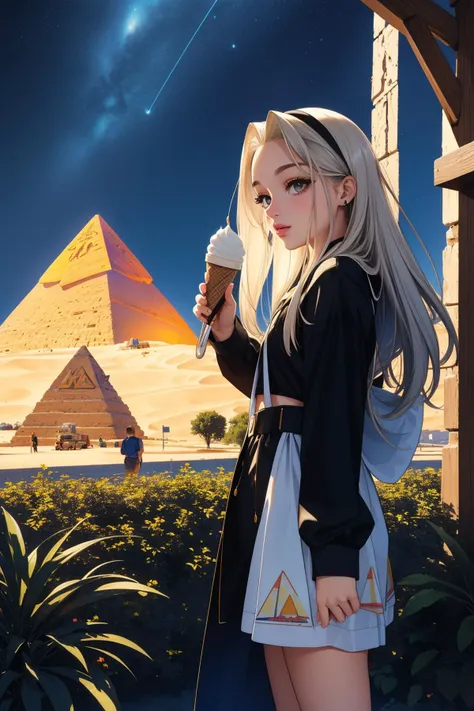 Tower13_Scoobie, (stylized by Jeffrey Smith:1.1) and (Haifa Zangana:0.8) and (Emma Geary:0.9) and (Louis-Léopold Boily:1.2) , professional Physically based render, intricate background, landscape of a Weary Silky ([Classroom:Pyramids of Giza:3]:1.3) from inside of an ice cream stand, lush flower field and Lyra constellation in background, Stormy weather, Simple illustration, Dark, Goblincore, Ethereal Lighting, 35mm, Cathode tube, Simplified style, delicate, beautiful, Flickr, otherworldly, monochromatic