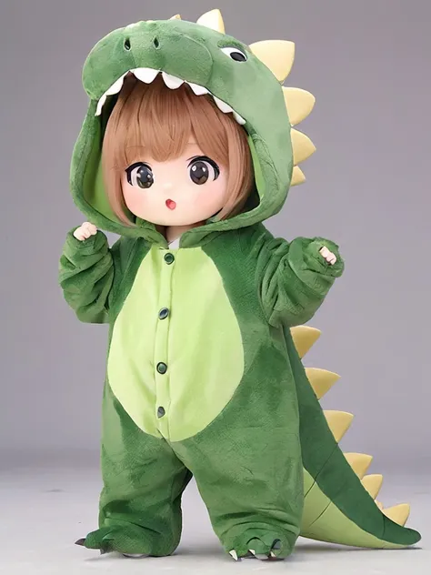 dino,konglong,cute,a 20 year old girl wear dinosaur costume,solo,adult,sunlight,anime,by yoneyama mai, <lora:DINO:1>