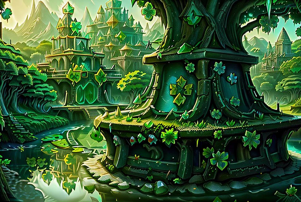 ((shiny)) , (((kLabyrinth green clover FantasyIcons_Gemstones forest WorldofIce landscape with WorldofIcemountains in the background))), high detailed, reflective, colorful, multifacited, CrystallineAI, (((green four leaf clover statues))), head:1.3,((Hasselblad photography)), finely detailed skin, sharp focus, (cinematic lighting), artificial light, soft lighting, dynamic angle,
FantasyIcons_Gemstones arches, hyper-detailed,ultra quality,UHD,(realistic:1.4), bright sun, magical, rainbow, in a gem cave with a pool of water, (((FantasyIcons_Gemstones transparent reflective ice city))) , ((((colorful rainbow)))) , raining, sunset, MayanGoldWorld building, glass lake, ((((surrounded by a garden and trees, dense forest)))) , ((((four leaf clover)))))
<lora:FantasyIcons_Gemstones:0.5>
<lora:kLabyrinth:0.8>
<lora:GemstoneAI-000010:0.7>
<lora:WorldofIce:0.7>
<lora:MayanGoldWorld:0.5>
