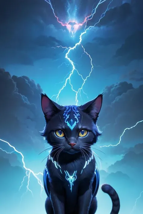 (Masterpiece, high quality, best quality, official art, beauty and aesthetics:1.2),thunder,composed of elements of thunder,(cat:1.2),no humans,glowing,glowing eyes,blue theme,<lora:xl_shanbailing_0927lightning-000010:0.7>, composed of elements of thunder,thunder,electricity,