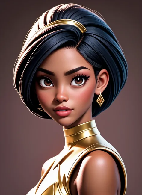 portrait photo of a gorgeous black woman, dark-skinned goddess