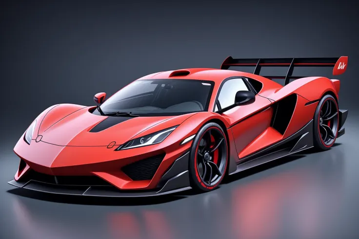 hipoly model of supercar, 8k uhd, high quality, red