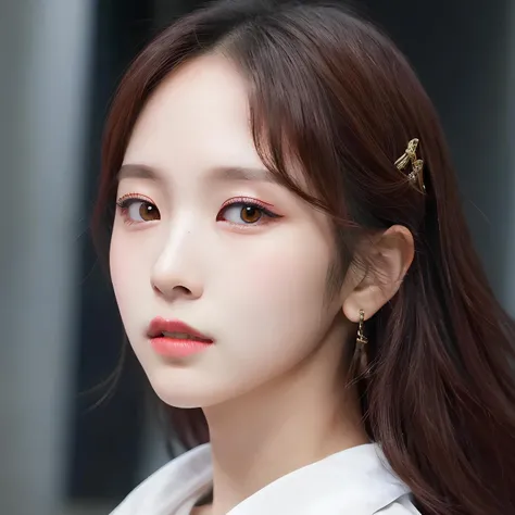 award winning photo, nikon RAW photo,8 k, Fujifilm XT3,masterpiece, best quality, realistic, photorealistic, ultra detailed, extremely detailed face, solo,1girl, standing, fashionable and trendy atmosphere, high-end makeup products, and a stylish expression on her face, ((close up)),