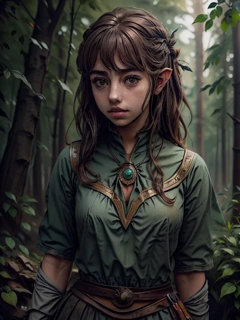 chaya as an elven maiden in the forest feely randy <lora:half-elf_ears_v1:1> half-elf ears <lora:RPGElf:0.18> flushed skin, perspiration, fine grain wood-like dark skin,  signs of arousal, dilated pupils, 
 kkw-ph1 OverallDetail <lora:sharpen-soften:0.8> <lora:LORA-XenoDetailer-v3:0.75>