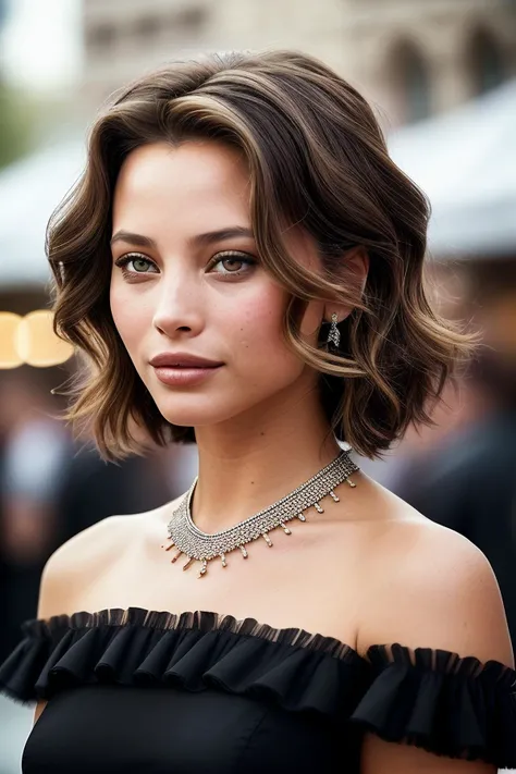 beautiful woman (EPChr1styTurl1ngt0n:.99), perfect hair, jewellery, ((portrait)), (closeup:1.2), ((from the waist up)), ((( A bustling, modern city square during a vibrant, lively book fair :1.2 ))), natural skin texture, (( Ruffle trim romper :1.2)), 24mm, 4k textures, soft cinematic light, adobe lightroom, photolab, hdr, intricate, elegant, highly detailed, sharp focus, ((((cinematic look)))), soothing tones, insane details, intricate details, hyperdetailed, low contrast, soft cinematic light, exposure blend, hdr, faded, now, ("I've got a bad feeling about this.":1.1)