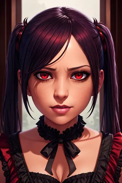 (dark:1.0), (mature woman:1.3), old, deep shadow, darkness, (moonlight:1.3), award winning photo, extremely detailed, amazing, fine detail, absurdres, highly detailed woman, extremely detailed eyes and face, piercing red eyes, detailed clothes, skinny, (gothic), twintails, bangs, frills, skirt,red hair, by lee jeffries nikon d850 film stock photograph 4 kodak portra 400 camera f1.6 lens rich colors hyper realistic lifelike texture dramatic lighting unrealengine trending on artstation cinestill 800 tungsten, Style-Neeko