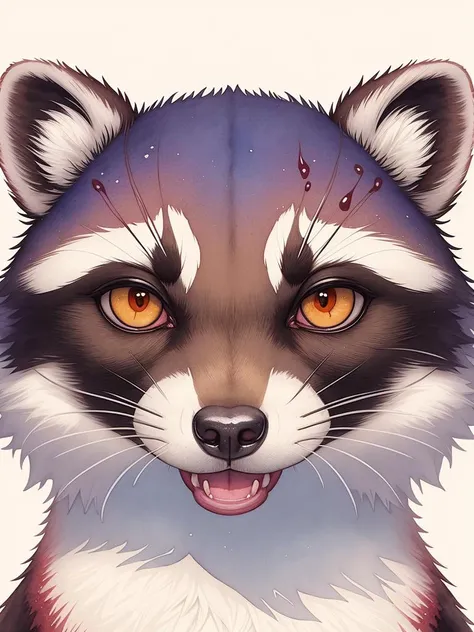 concept art, portrait, watercolor splash splatter raccoon on an isolated white background, highly detailed, colorful, trending in artstation, 8k, very detailed, symmetrical