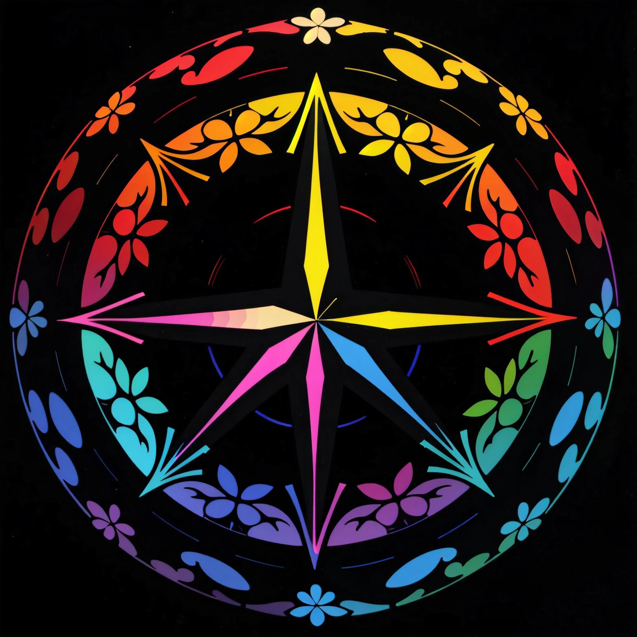 (masterpiece, top quality, best quality, official art, beautiful and aesthetic:1.2), an acrylicpourpainting of the peace symbol, rainbow colors, black background <lora:AcrylicPourPainting:1.0>