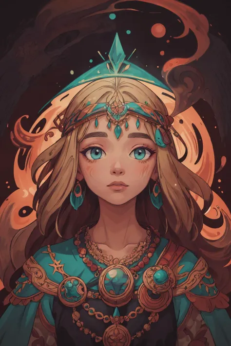 (masterpiece:1.1), (highest quality:1.1), ultra-high quality, (ultra detailed original illustration), fusion of fluid abstract art, (fusion of limited color, maximalism artstyle, geometric artstyle), <lora:add_detail:0.5>,
(1man, old male:1.2), wise, teal eyes, medium blonde hair, quiff,
(style-swirlmagic:1.0), portrait, (bloody scars:0.7), looking up, solo, half shot, detailed background, (<lora:BohoAI:0.6>, bohoai, boho theme:1.1), eyes filled with knowledge, wise warlock, trimmed white flowing cape, (dark brown smoke), arcane hourglass, mana, floating particles, mountain top in background,
<lora:adventurers_v1:0.4>,