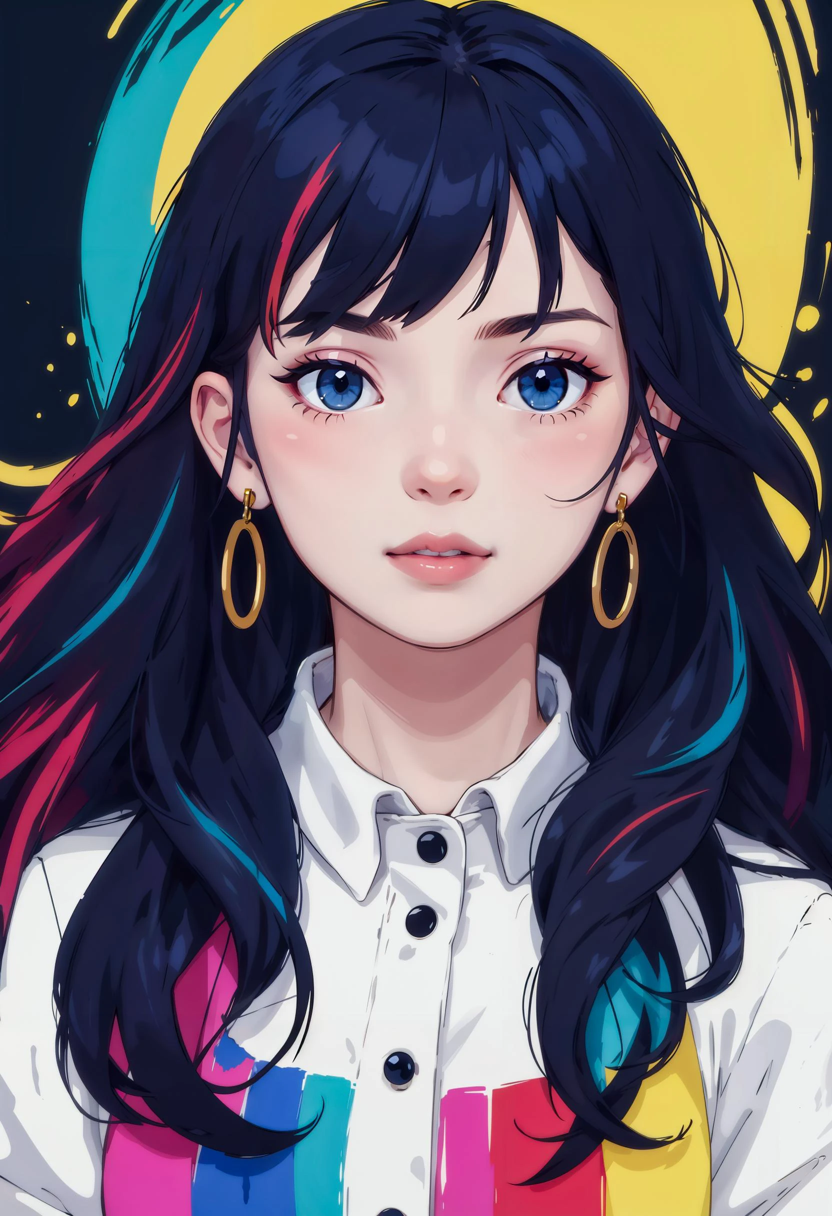 masterpiece,best quality,1girl,solo,upper body, portrait,multicolored hair, colors