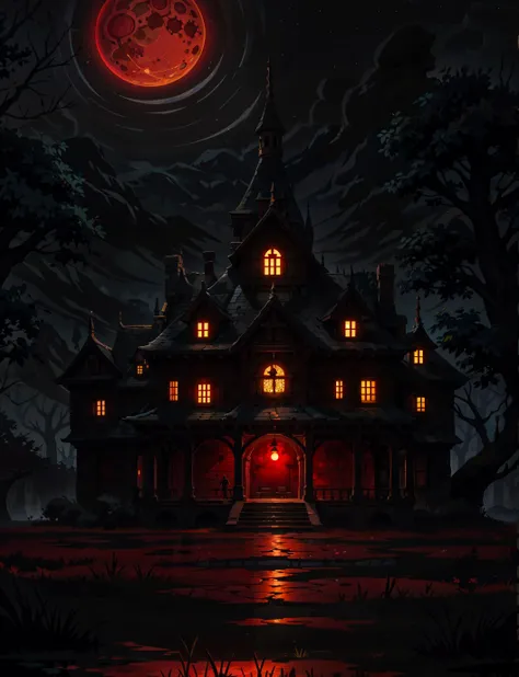 A forbidden castle in the swamp, demonic, night, blood moon, opressing, dark and moody, hdr, (soft light, sharp:1.2), <lora:add_detail:0.5>, <lora:epiNoiseoffset_v2-pynoise:2>,