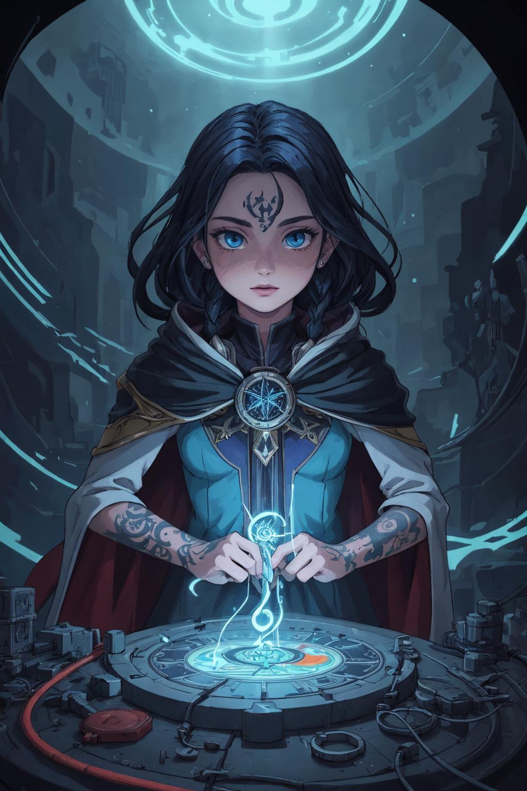 A woman with a sword and a light in her hand - SeaArt AI