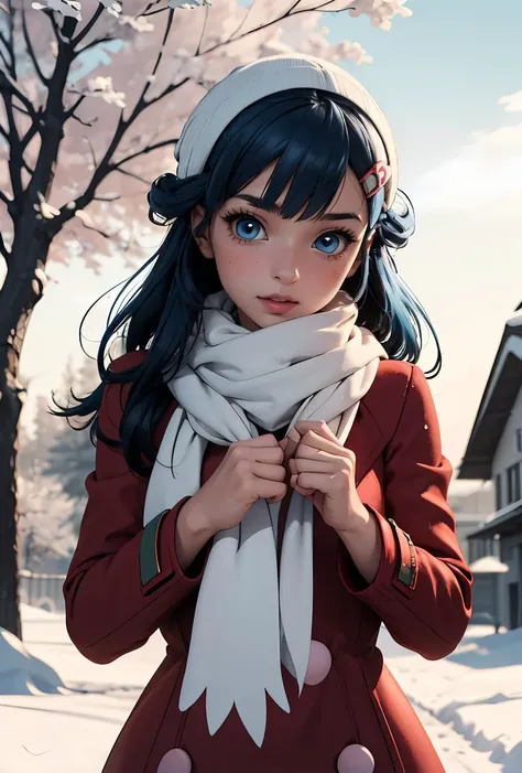 (masterpiece, best quality), 1girl,     <lora:PKMN_Dawn_Coat_v1:1> pkmndawn, 1girl, solo, blue eyes, blue hair, long hair, bangs, sidelocks, hair ornament, hairclip, || winter clothes, red coat, winter coat, long sleeves, white scarf,