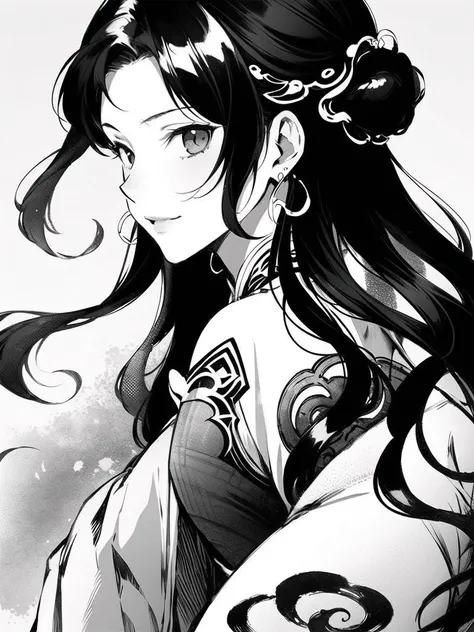best quality, masterpiece, 
1girl,solo, ink paint, ink wash, white background, simple background, hanfu, long hair, taichi, 
<lora:InkC:0.8>