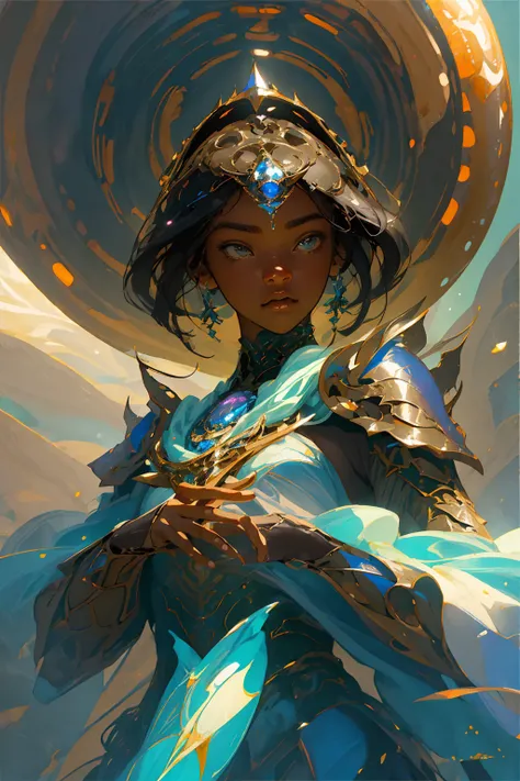 1girl,dark skin tone, magical orb, magical creatures
(Highest quality:1.3), cinematic shot, masterpiece, (sharp focus:1.5), (photorealistic:1.3), detailed background,
volumetric lighting, intricate details, UHD,
