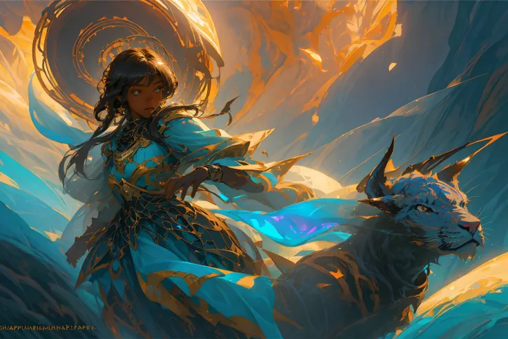 1girl,dark skin tone, magical orb, magical creatures
(Highest quality:1.3), cinematic shot, masterpiece, (sharp focus:1.5), (photorealistic:1.3), detailed background,
volumetric lighting, intricate details, UHD,
