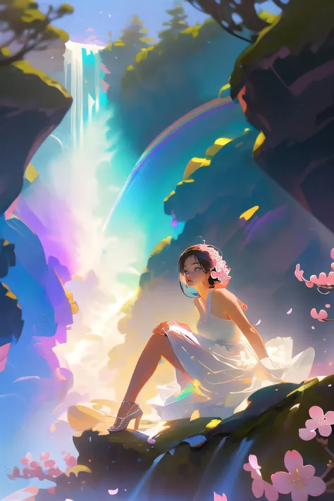 (best quality, masterpiece), ray of lights, volumetric light, ((beautiful huge rainbow spectrums)), volumetric rainbow spectrums