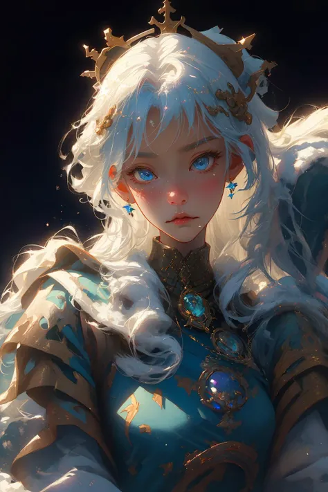 (Upper body close-up:1.3),Artistic background,delicate face, thick acrylic illustration on pixiv, oil paintings, by Kawacy, Masterpiece, snowy, sitting in Ice and snow throne, white hair, European look, blue eyes, silver thorns jewelry, male, indifferent expression , western style, single person, rich details, highest quality, super detailed, Extremely exquisite, the latest pixiv illustrations, delicate decorations, energetic poses, dynamic angles, gorgeous light and shadow
<lora:LoRA-FashionMagCover:0.3> <lora:oc_v10:0.3> <lora:LowRA:0.3>