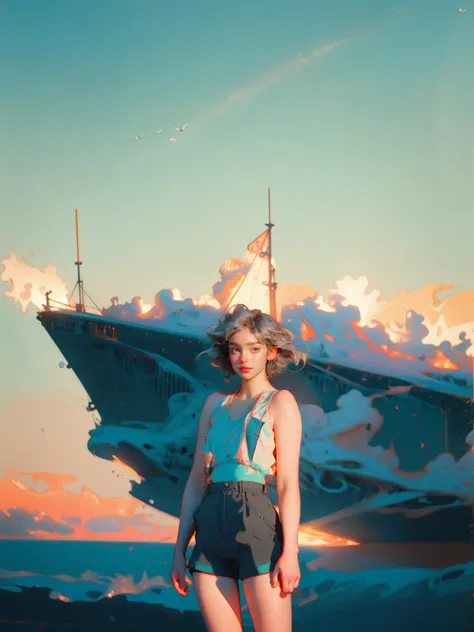 unparalleled masterpiece,ultra realistic 8k CG,perfect artwork,professional,intricate detail,RAW,photo-realistic,extremely detailed,photo background,
1girl,kind smile,graceful posture,solo,
(tank top, shorts, sea),visual tension,skindentation,quality,(harmonize:1.2),mass,triumph,(senior:1.3),RMS Titanic,reflection,(skyline),<lora:weight_slider_v2:2>,