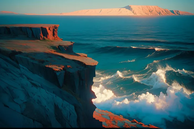 (masterpiece, best quality), mountain, cliff, sea, ireland, coast, 1girl, intricate, detailed, impressive, <lora:FilmG3:1>, film still, cinematic, dream, film grain, movie still, from behind