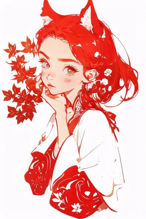papercutcd, 1girl, cute face, white background, <lyco:papercutcd-000007:1>