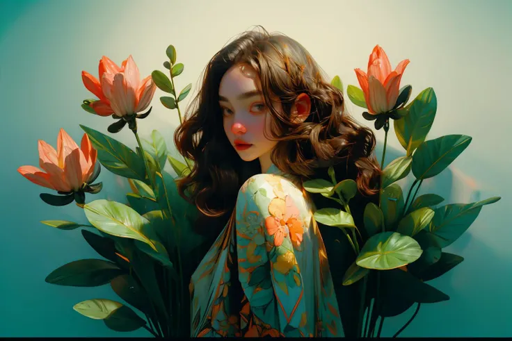 (masterpiece, best quality), jungle, 1girl, plants, flowers, intricate, detailed, impressive, <lora:FilmG3:1>, film still, cinematic, dream, film grain, movie still