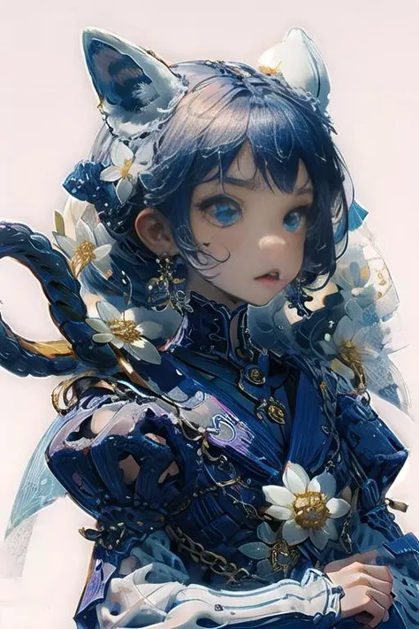 papercutcd, 1girl, cute face, white background, <lyco:bwporcelaincd-000006:0.9>