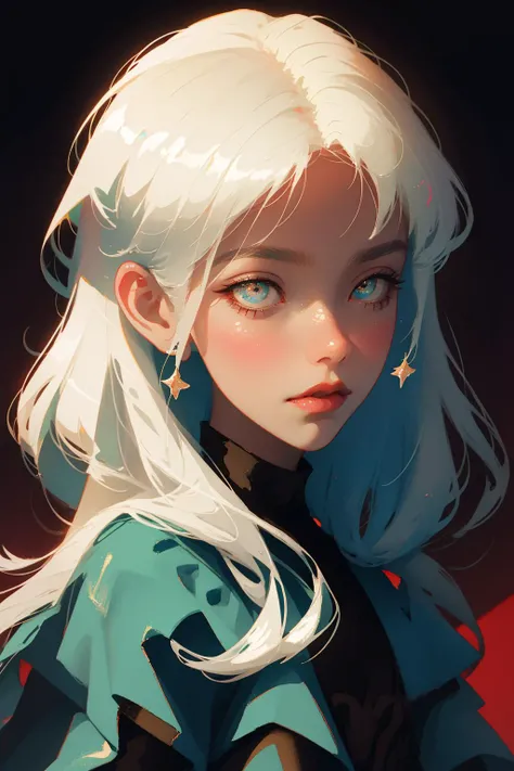 The perfect masterpiece,Highest quality,Perfect artwork,8K,
Upper Body Lens,front portrait,Delicate face,Face Close-up,Watching the audience,
Mermaid Girl,Magical transparent eyes,white hair,Red background,
Digital Art,plane illustrations,colorful illustration,minimalist style,anime cartoon style,
<lora:anime_minimalist_v1:0.5>,<lora:LowRA:0.3>,