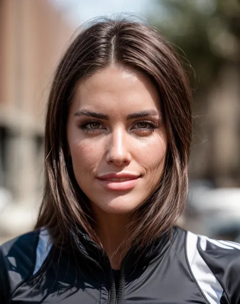cinematic photo (realistic, photorealistic), <lora:quiron_AugustAmes_v3_Lora:0.67> AugustAmesQuiron woman, a happy woman (wearing Silk top and (Track pants: Athletic-inspired, often with stripes down the sides.)), Waking up, (realistic:1.2), look at viewer, Dutch angle, diffused light, , (high quality skin:1), (high detailed face skin:1.1), (realistic iris:1.1), (realistic pupils:1.1), (skin pores, skin imperfections), . 35mm photograph, film, bokeh, professional, 4k, highly detailed